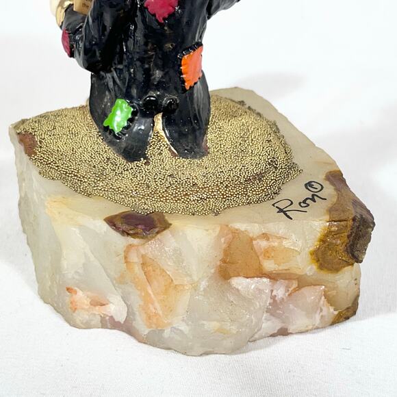 Ron Lee Hobo Clown with Umbrella Figurine Gold Onyx Hand Painted Signed 1987 - Picture 11 of 16